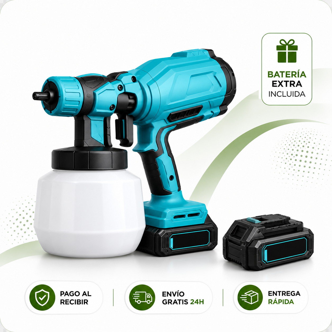 🎨 Pulverizador de Pintura Inalámbrica con Doble Batería Incluye batería extra + depósito de alta capacidad + REGALO EXCLUSIVO 🔥