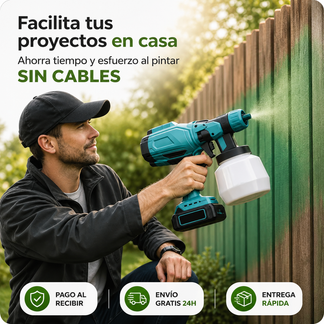🎨 Pulverizador de Pintura Inalámbrica con Doble Batería Incluye batería extra + depósito de alta capacidad + REGALO EXCLUSIVO 🔥