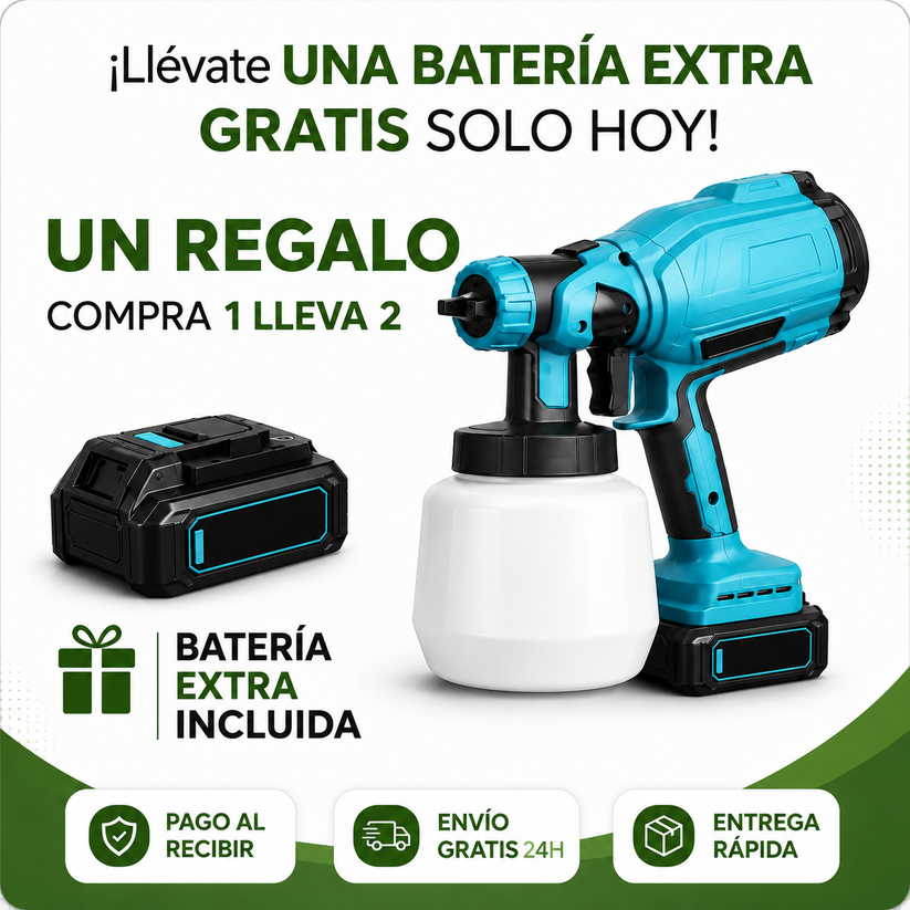 🎨 Pulverizador de Pintura Inalámbrica con Doble Batería Incluye batería extra + depósito de alta capacidad + REGALO EXCLUSIVO 🔥