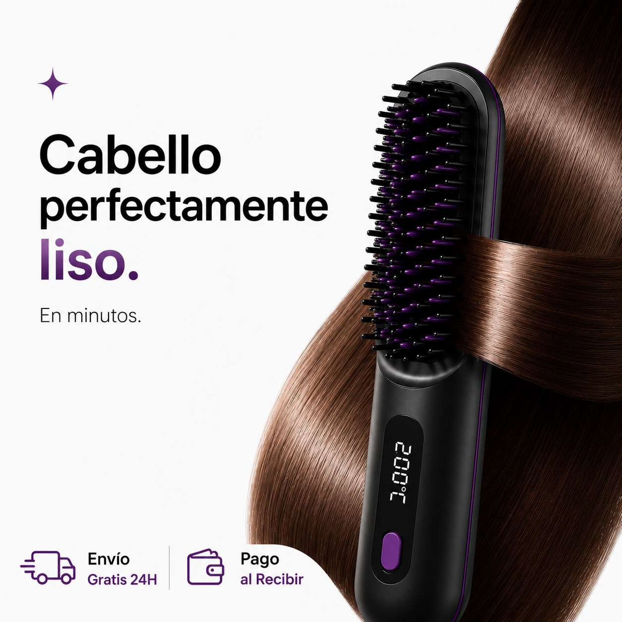 Cepillo alisador de pelo inalámbrico